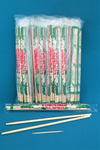Палочки для еды в инд. упаковке бамбук. с зубочисткой 20см (100пар./уп) (440-610)(20)