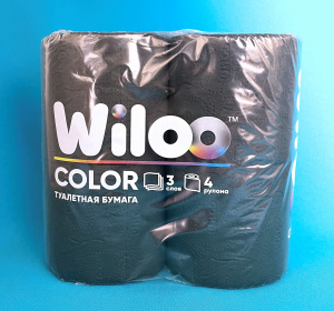 Туалетная бумага Wiloo, черная 3сл. (4рул/уп) (14)