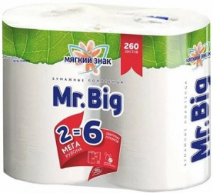 Полотенца бумажные 2-х слойные (белые) "Мягкий знак Mr. Big" (2рул/уп.)(арт. С32) (12)
