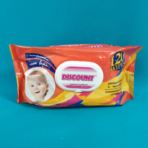 Салфетки влажные "Discount" (120шт., с клапаном) (16) (безнал)