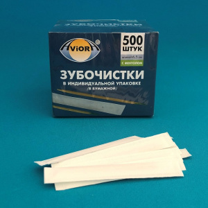 Зубочистки в инд. бум. упаковке с ментолом бамбуковые в карт, кор по 500шт. AVIORA (401-487) (50)